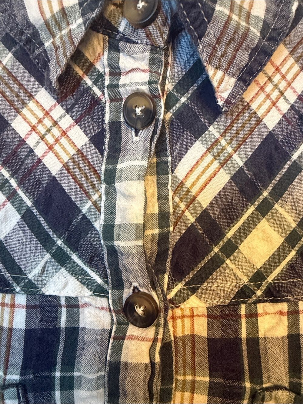 BDG by Urban Outfitters Addison Check Button-Up Plaid Cotton Shirt Blue Size M - Picture 4 of 8